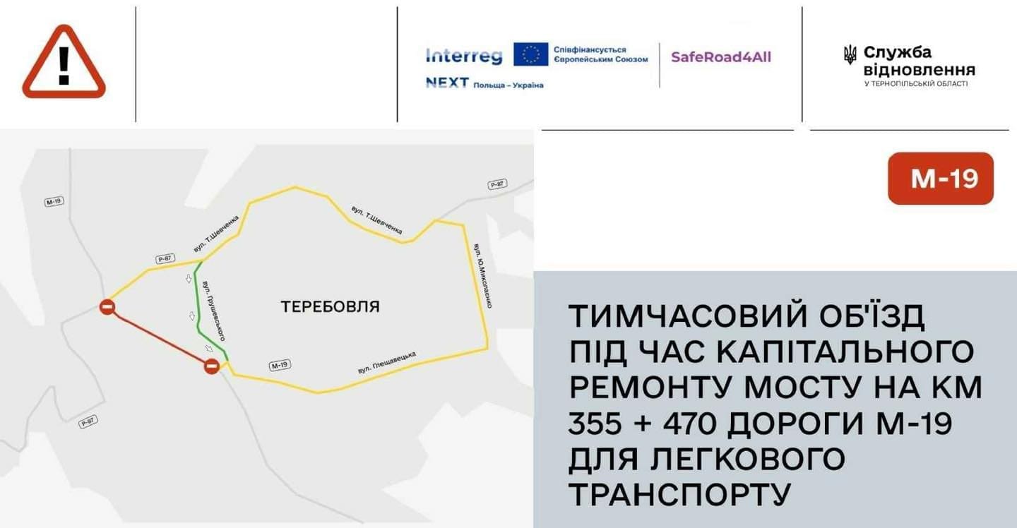 У Теребовлі на 12 місяців повністю закривають рух стратегічною трасою М-19 через капітальний ремонт мосту
